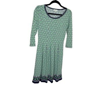 Max Studio Green Navy Fit and Flare Dress with Stretch Size XS (p1)